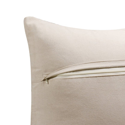 20" White Yellow And Red Striped Cotton Throw Pillow Cover