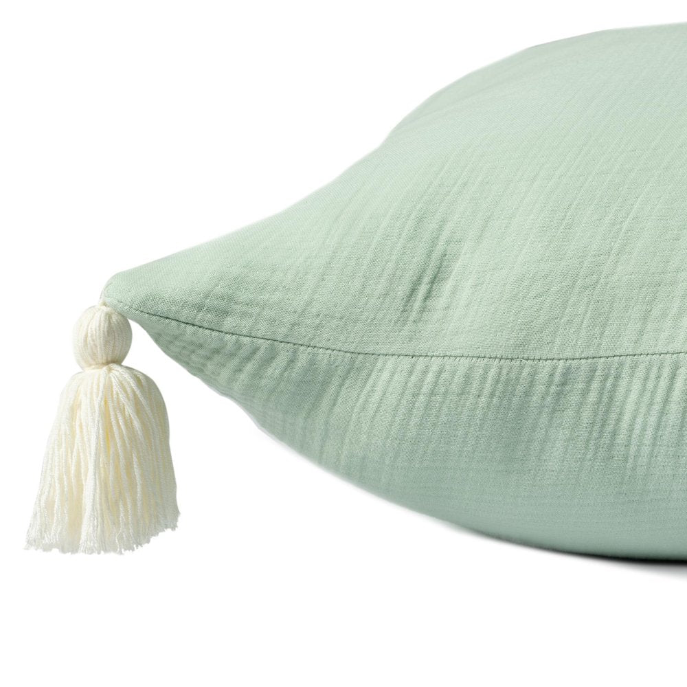 Set of Two 20" Light Green And Mint Green Cotton Throw Pillow Covers