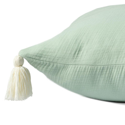 Set of Two 20" Light Green And Mint Green Cotton Throw Pillow Covers