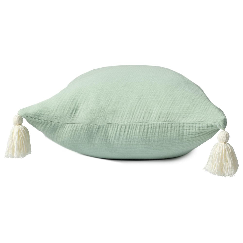 Set of Two 20" Light Green And Mint Green Cotton Throw Pillow Covers — view 6