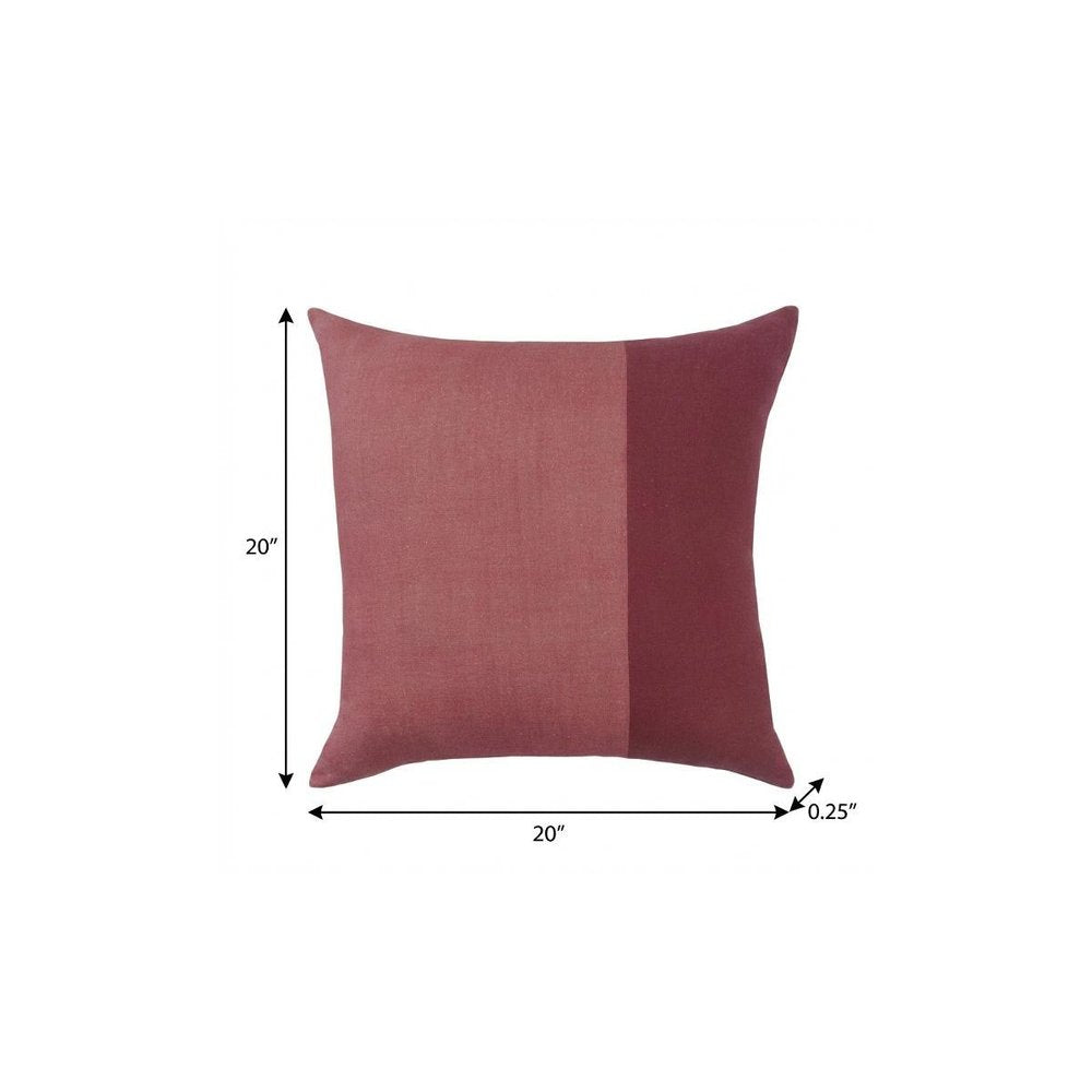 20" Maroon And Red Patchwork Cotton Throw Pillow Cover