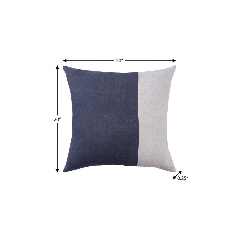 20" Indigo And Blue Patchwork Cotton Throw Pillow Cover — view 6