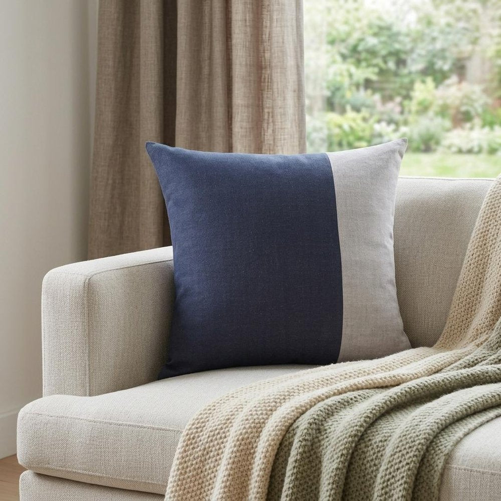 20" Indigo And Blue Patchwork Cotton Throw Pillow Cover — view 7