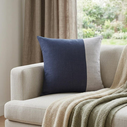 20" Indigo And Blue Patchwork Cotton Throw Pillow Cover