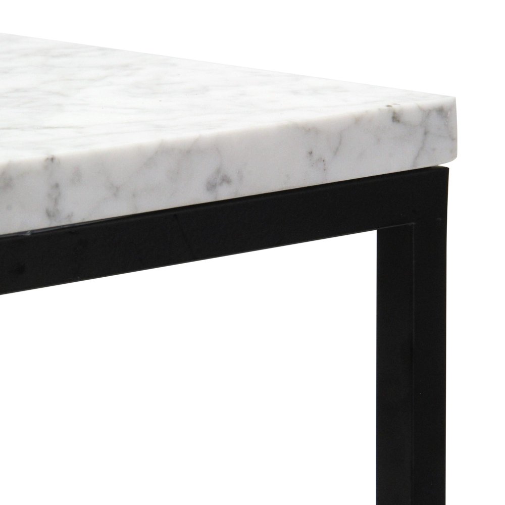 Set of Two Black Marble and Steel Square Frame Nested Tables HomeRoots