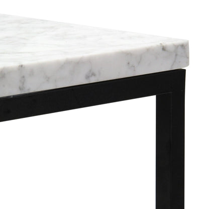Set of Two Black Marble and Steel Square Frame Nested Tables HomeRoots