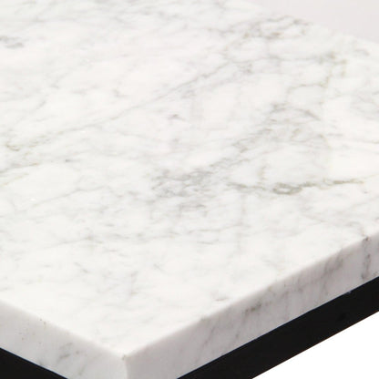 Set of Two Black Marble and Steel Square Frame Nested Tables HomeRoots