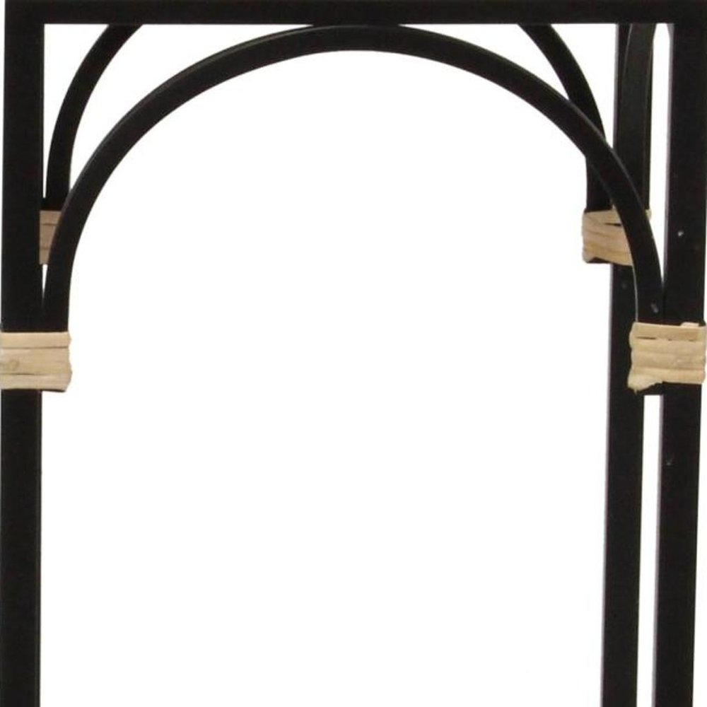 Set of Two Natural And Black Distressed Solid Wood And Steel Frame Nested Tables HomeRoots