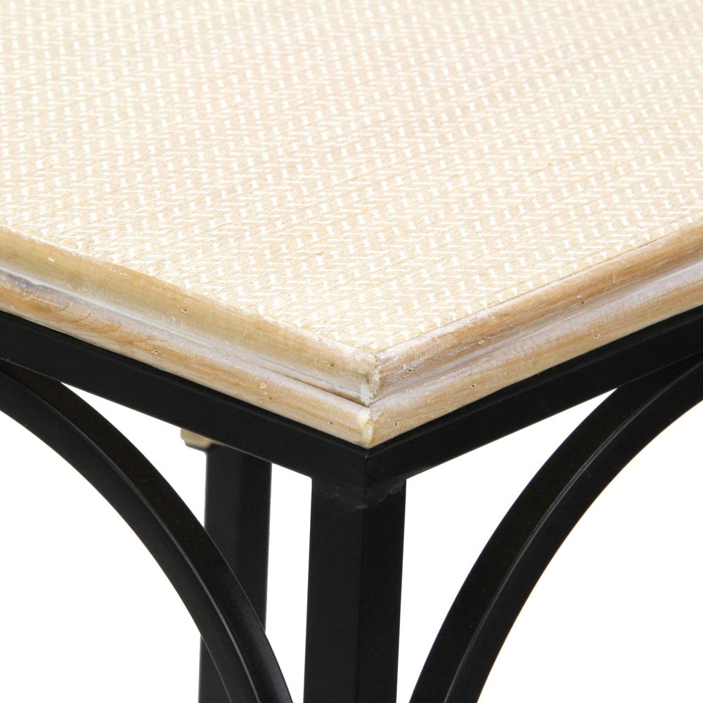 Set of Two Natural And Black Distressed Solid Wood And Steel Frame Nested Tables HomeRoots