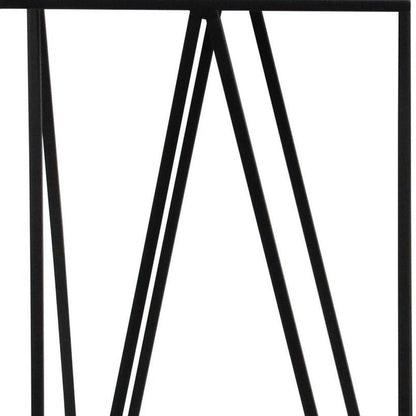 Set of Two Silver and Black Mirrored Glass and Steel Square Frame Nested Tables HomeRoots