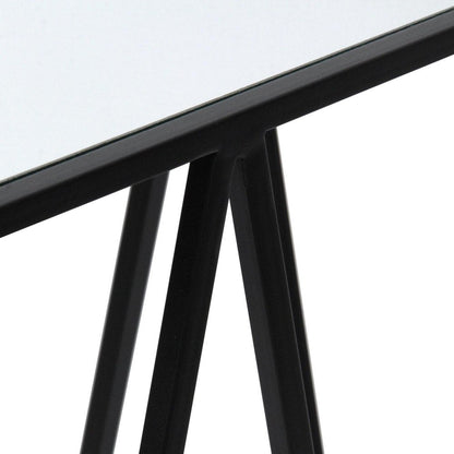 Set of Two Silver and Black Mirrored Glass and Steel Square Frame Nested Tables HomeRoots