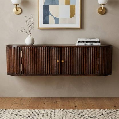 43" Chestnut Solid Wood Floating Wall Mount Console Table HomeRoots