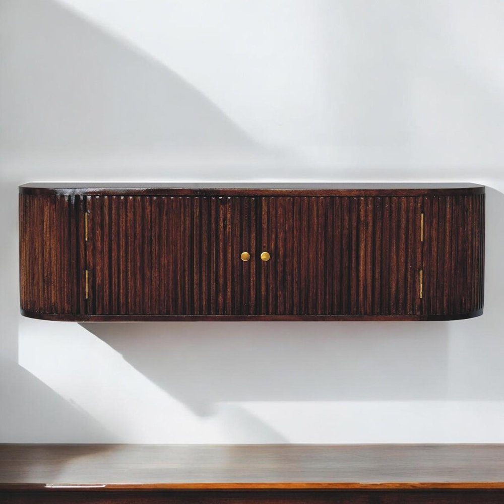 43" Chestnut Solid Wood Floating Wall Mount Console Table — view 1