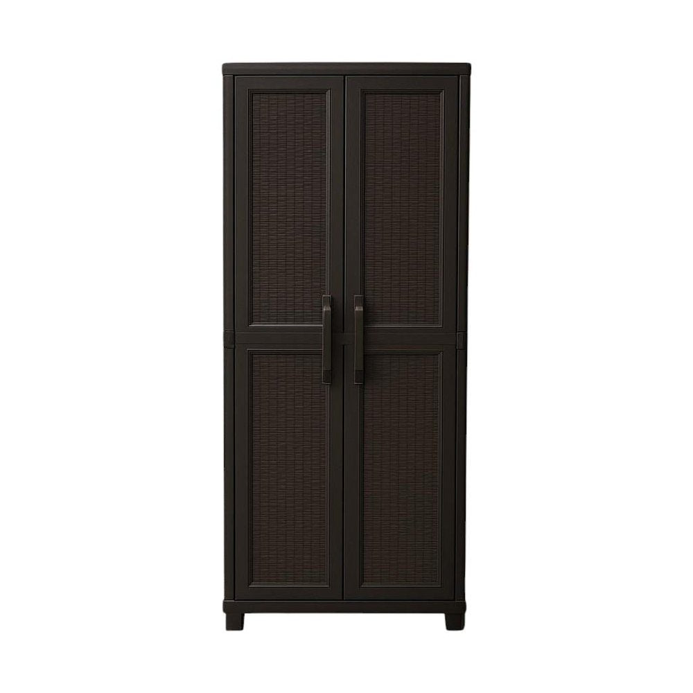 72" Espresso Heavy Duty Resin Faux Rattan Two Door Storage Cabinet HomeRoots