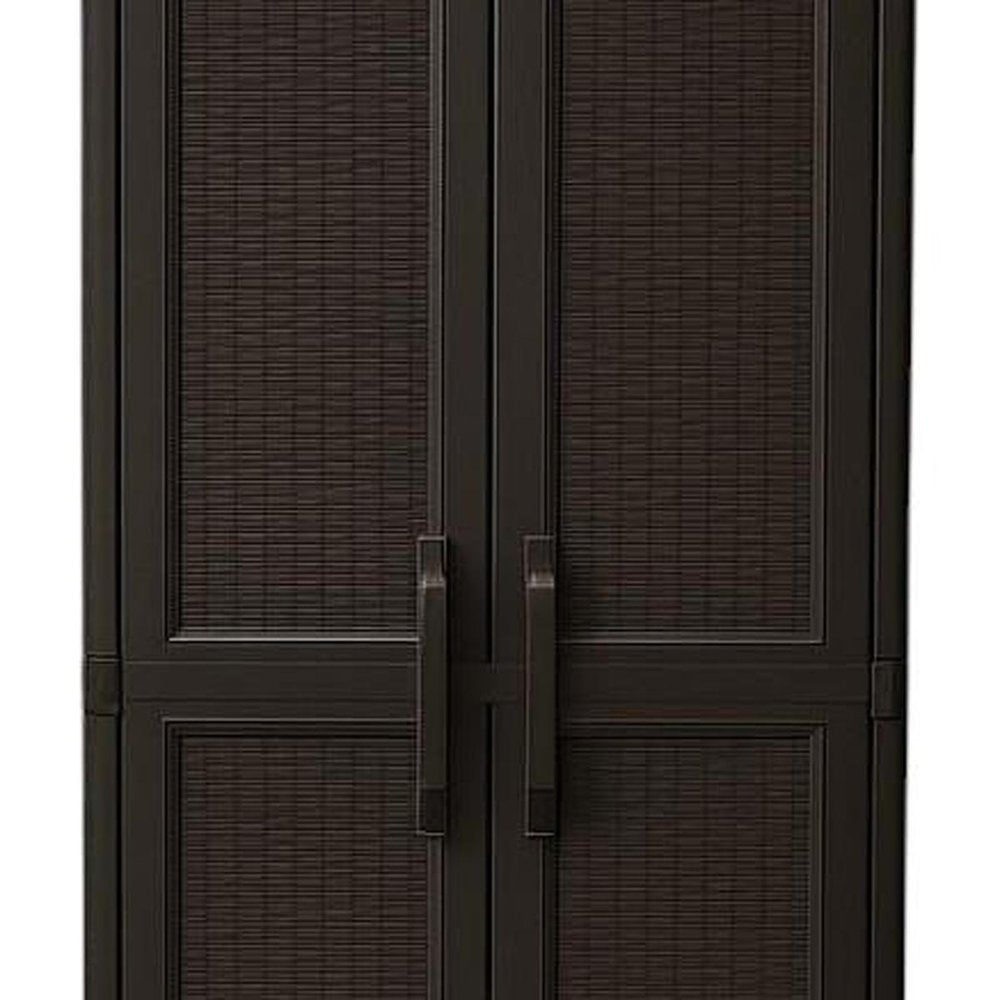 72" Espresso Heavy Duty Resin Faux Rattan Two Door Storage Cabinet — view 6