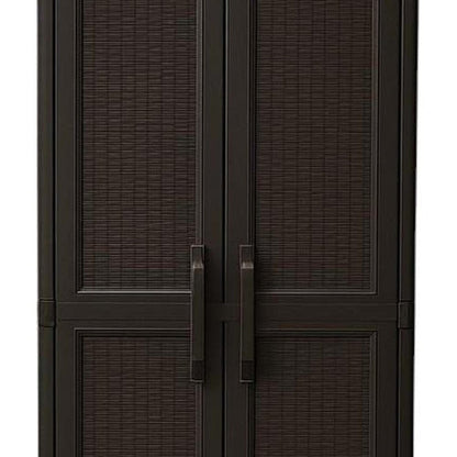 72" Espresso Heavy Duty Resin Faux Rattan Two Door Storage Cabinet HomeRoots
