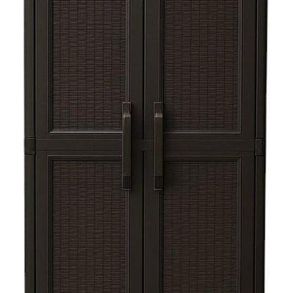 72" Espresso Heavy Duty Resin Faux Rattan Two Door Storage Cabinet HomeRoots