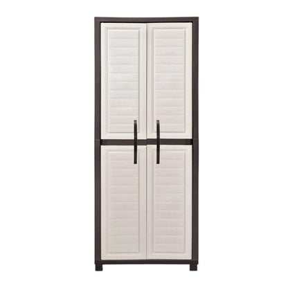 72" Taupe Heavy Duty Resin Shutter Style Two Door Storage Cabinet HomeRoots