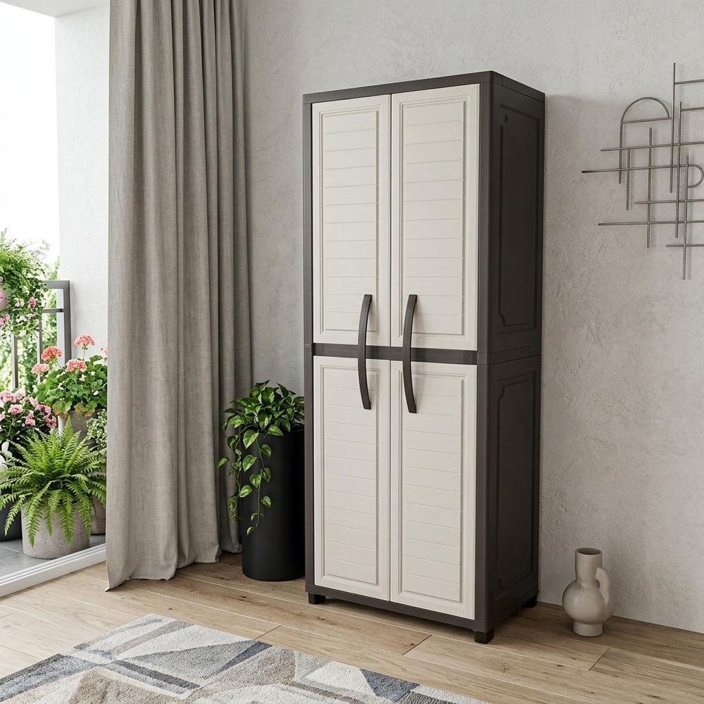 72" Taupe Heavy Duty Resin Shutter Style Two Door Storage Cabinet — view 3