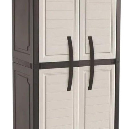 72" Taupe Heavy Duty Resin Shutter Style Two Door Storage Cabinet HomeRoots