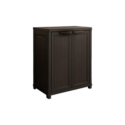 37" Espresso Heavy Duty Resin Faux Rattan Two Door Storage Cabinet HomeRoots