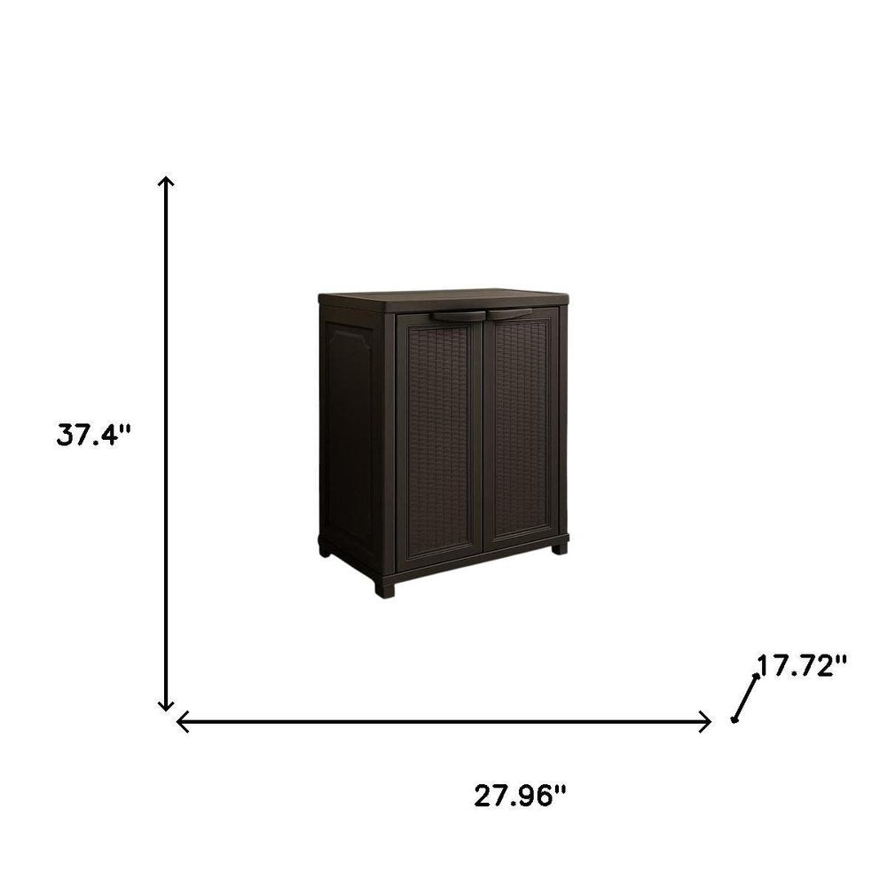37" Espresso Heavy Duty Resin Faux Rattan Two Door Storage Cabinet — view 7