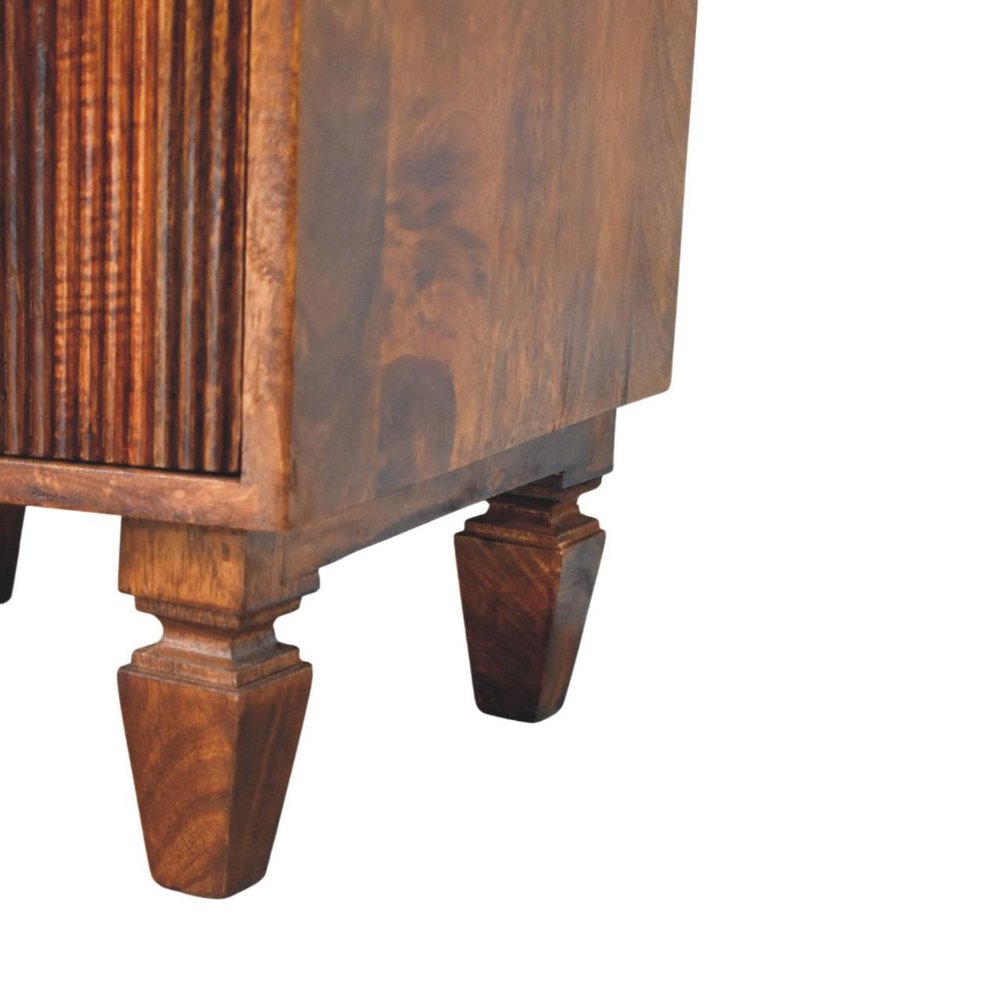 22" Brown Solid Wood Ribbed Texture Two Drawer Nightstand HomeRoots