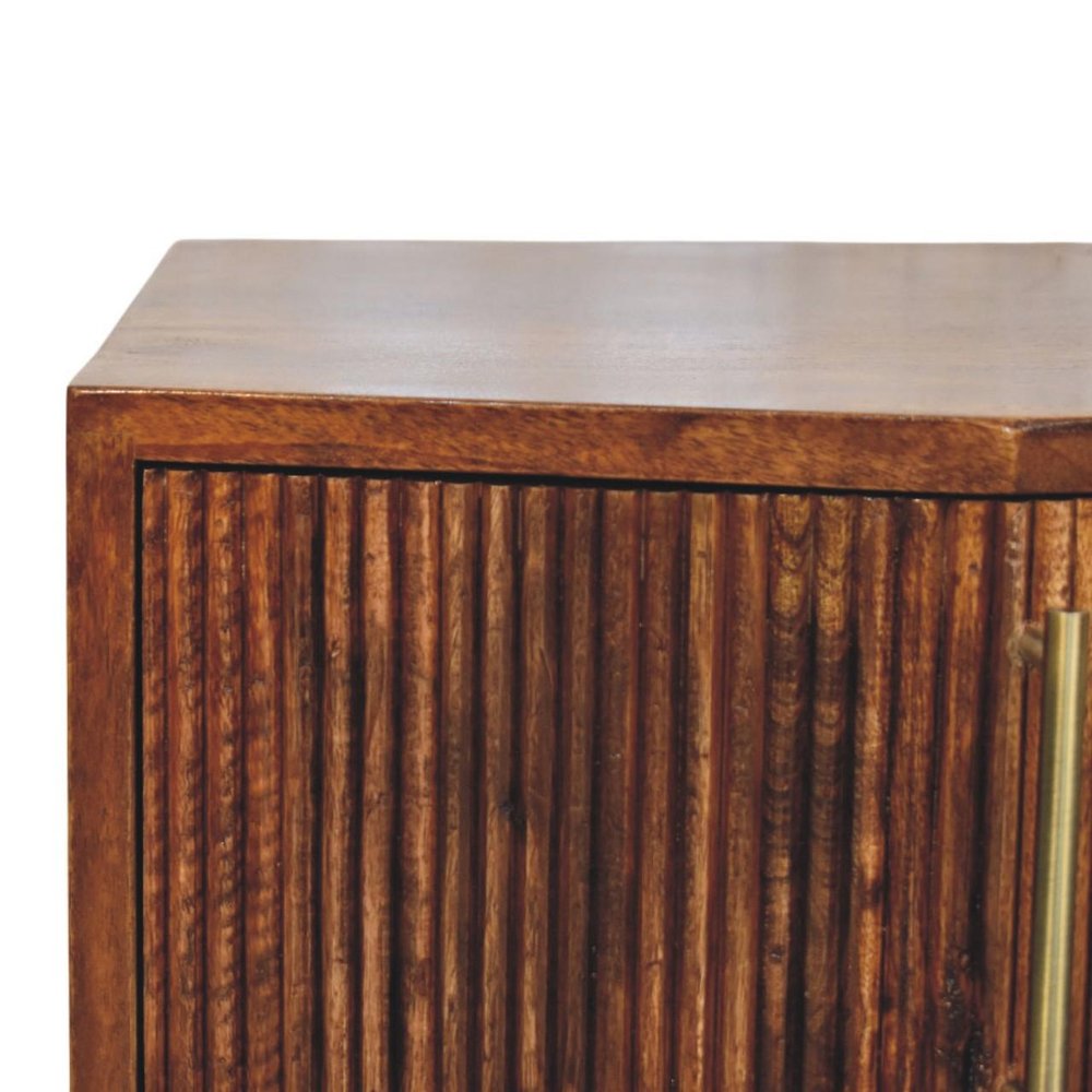 22" Brown Solid Wood Ribbed Texture Two Drawer Nightstand HomeRoots