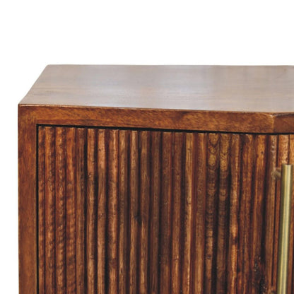 22" Brown Solid Wood Ribbed Texture Two Drawer Nightstand HomeRoots