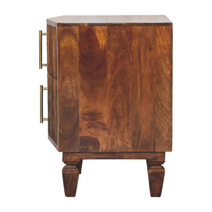 22" Brown Solid Wood Ribbed Texture Two Drawer Nightstand HomeRoots