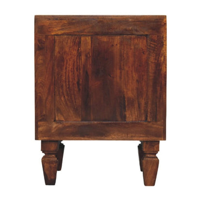 22" Brown Solid Wood Ribbed Texture Two Drawer Nightstand HomeRoots