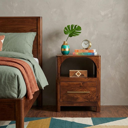 22" Brown Solid Wood One Drawer Nightstand HomeRoots