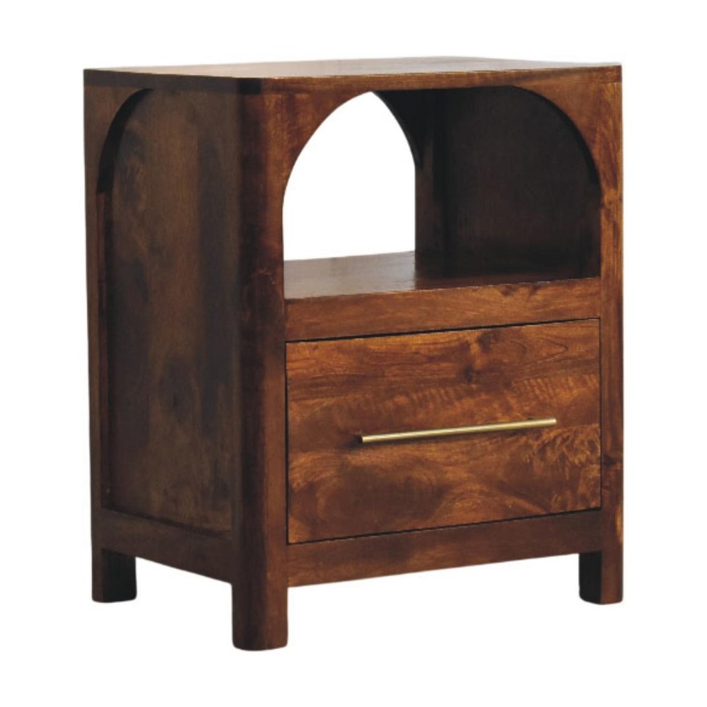 22" Brown Solid Wood One Drawer Nightstand