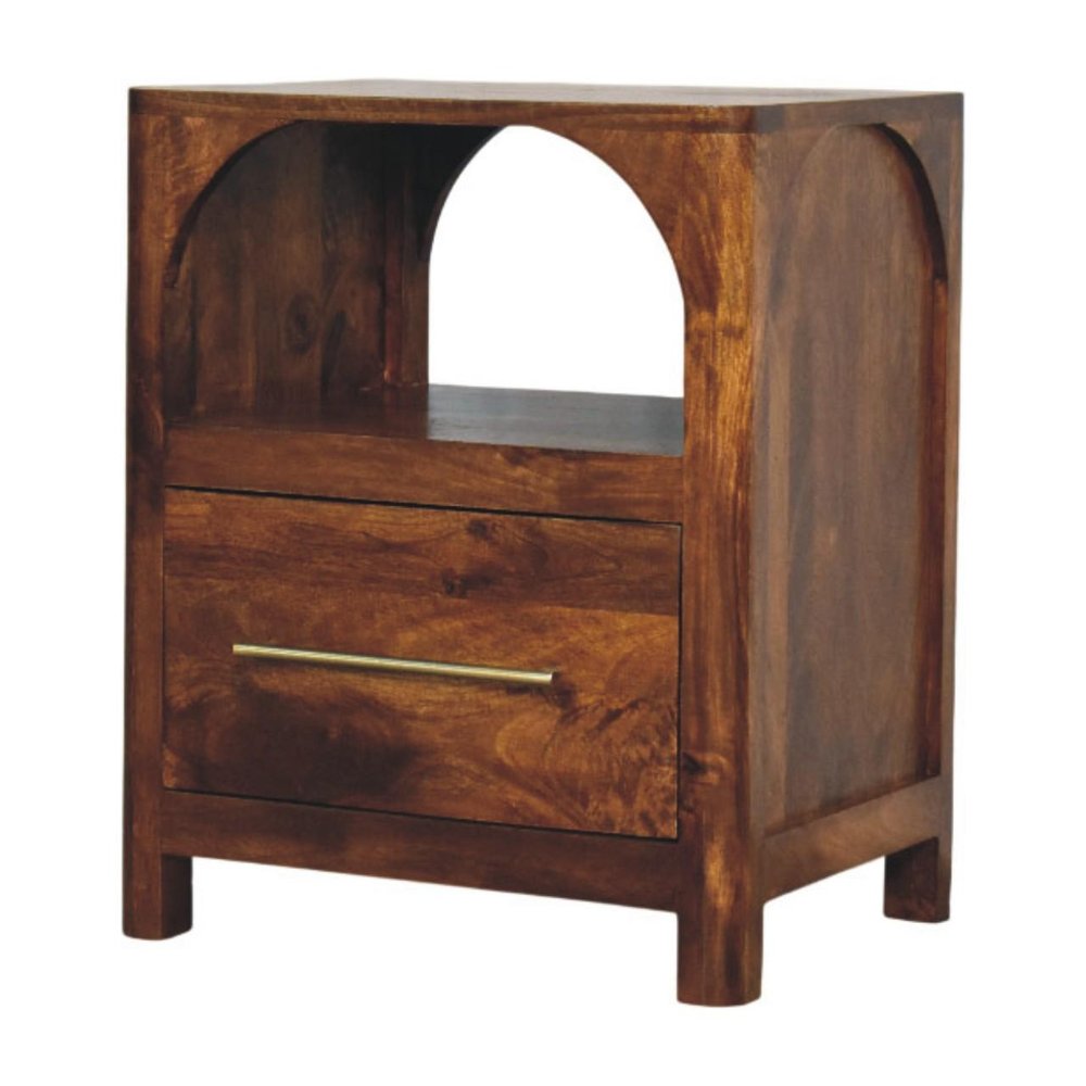 22" Brown Solid Wood One Drawer Nightstand HomeRoots