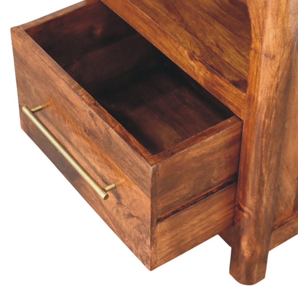 22" Brown Solid Wood One Drawer Nightstand — view 7