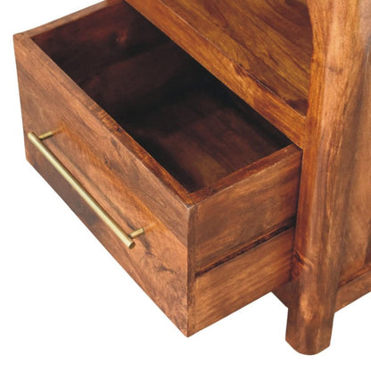 22" Brown Solid Wood One Drawer Nightstand