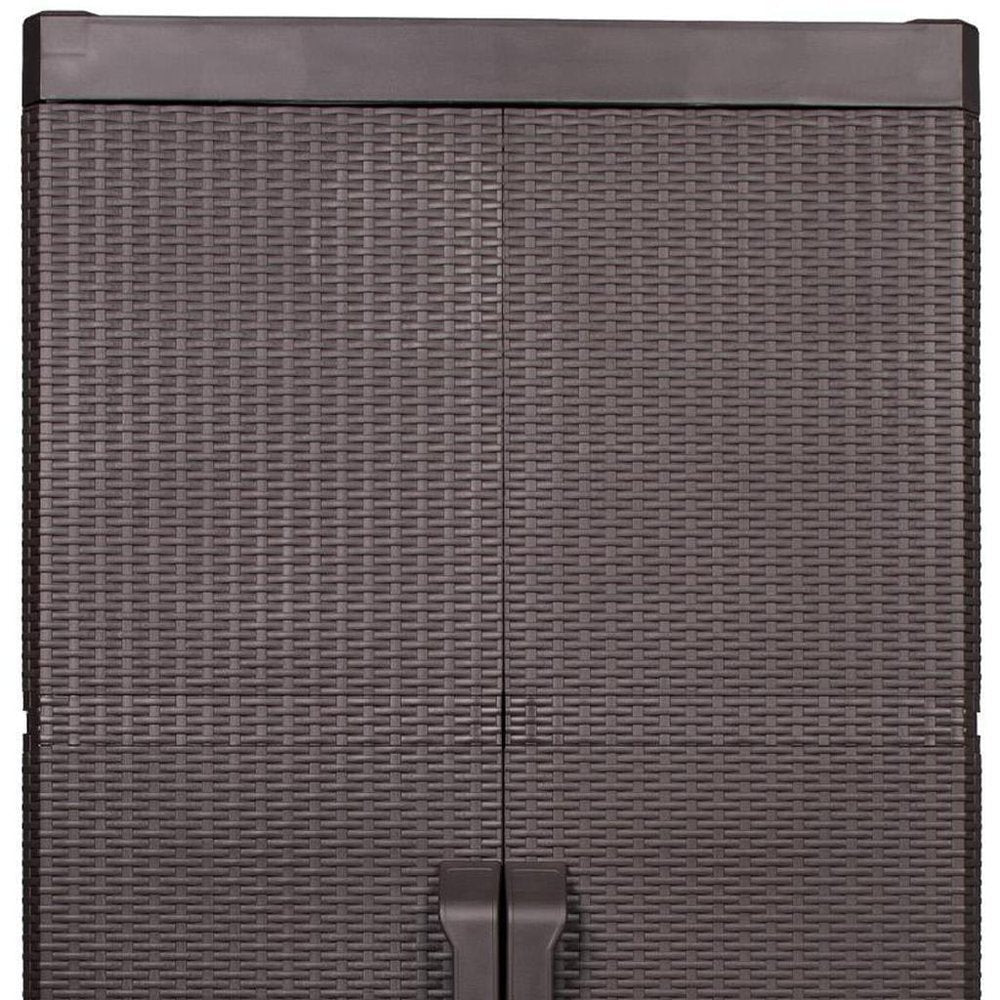 57" Espresso Heavy Duty Resin Faux Rattan Two Door Storage Cabinet HomeRoots