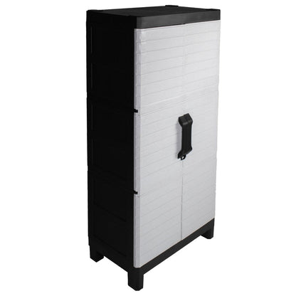 75" Gray And Black Heavy Duty Resin Faux Wood Two Door Storage Cabinet