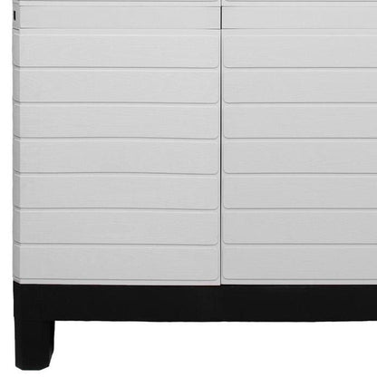 75" Gray And Black Heavy Duty Resin Faux Wood Two Door Storage Cabinet