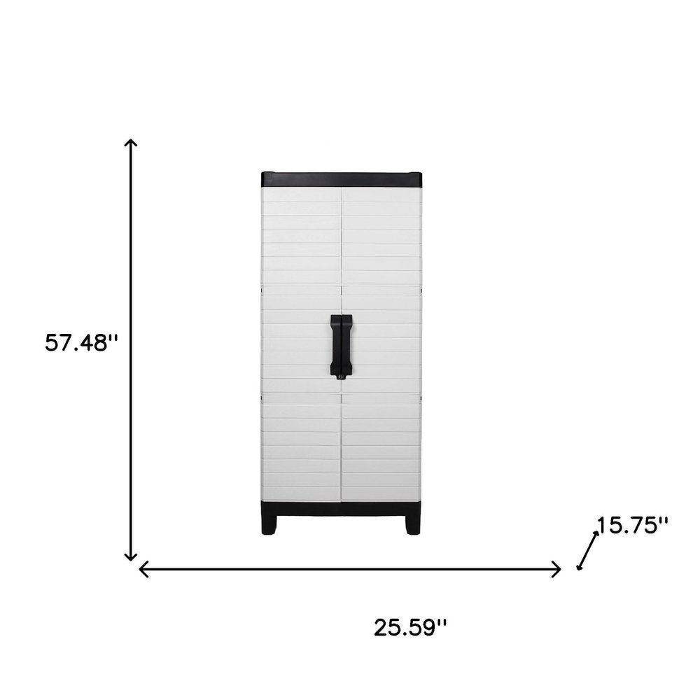 75" Gray And Black Heavy Duty Resin Faux Wood Two Door Storage Cabinet — view 5