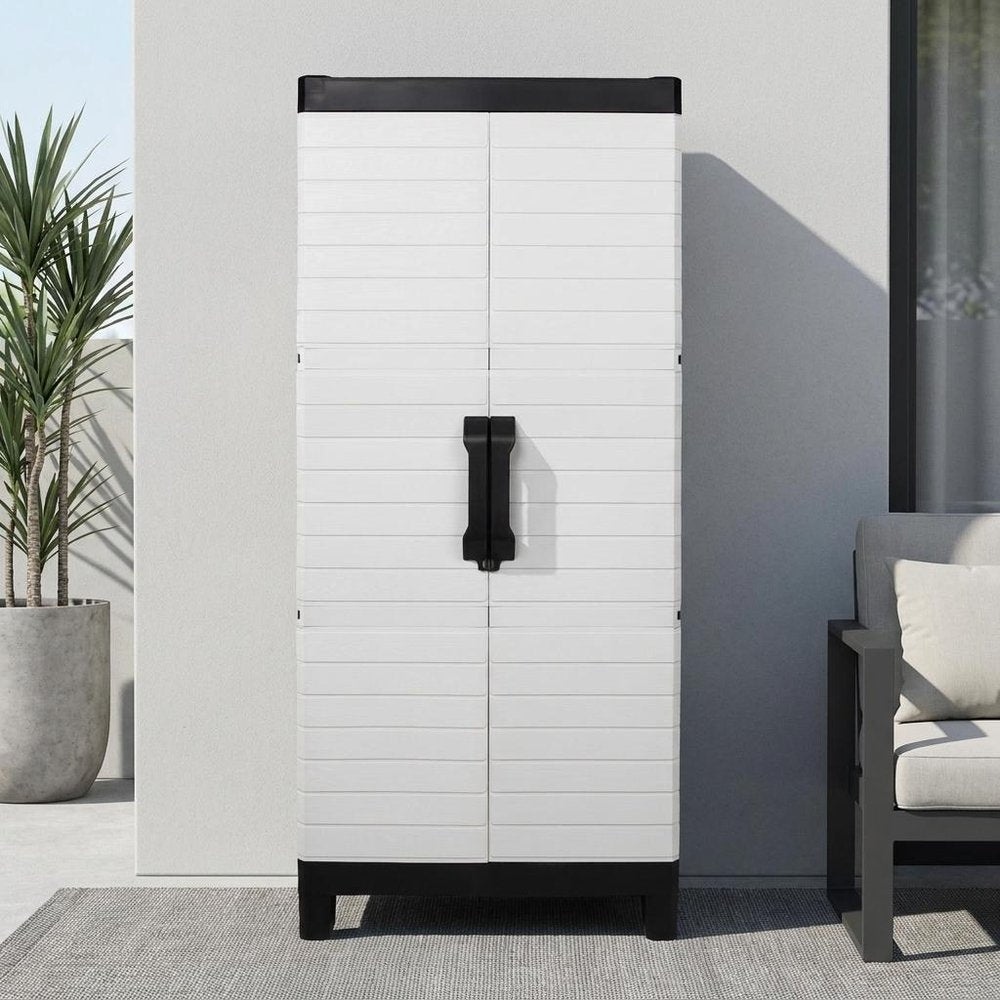 75" Gray And Black Heavy Duty Resin Faux Wood Two Door Storage Cabinet — view 6