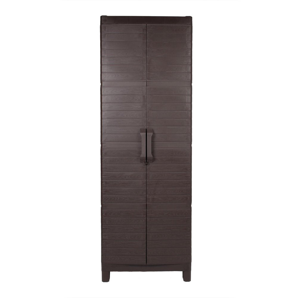 57" Espresso Heavy Duty Resin Faux Wood Plank Two Door Storage Cabinet — view 10