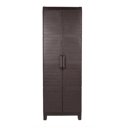 57" Espresso Heavy Duty Resin Faux Wood Plank Two Door Storage Cabinet HomeRoots