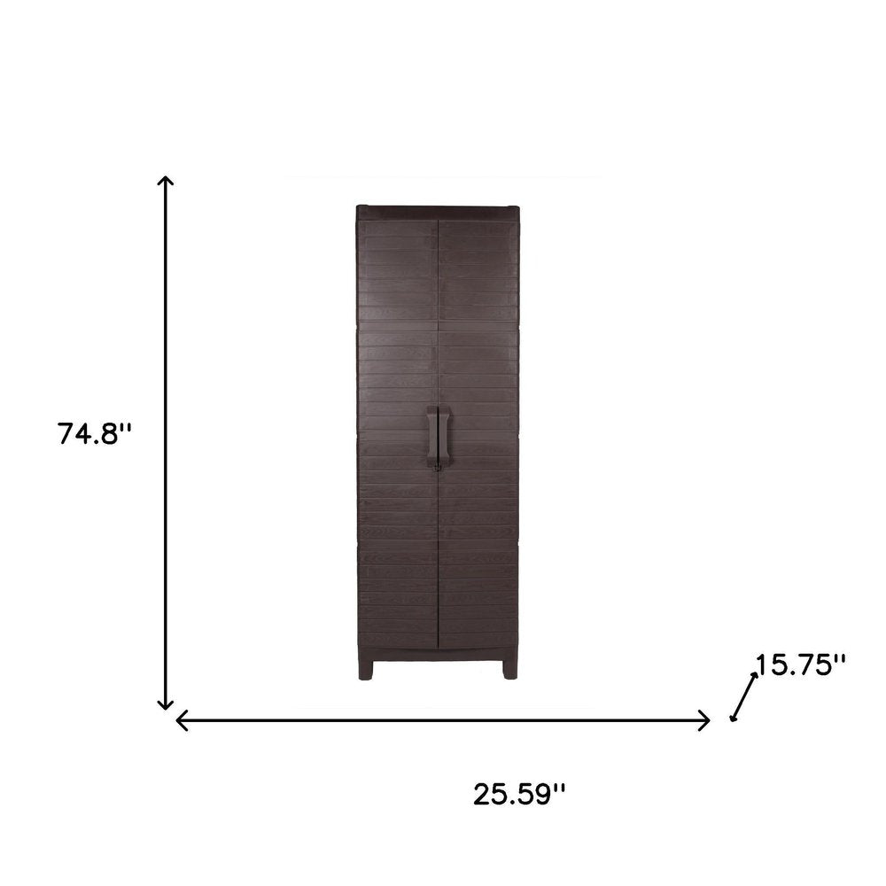 57" Espresso Heavy Duty Resin Faux Wood Plank Two Door Storage Cabinet HomeRoots