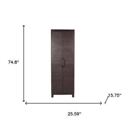 57" Espresso Heavy Duty Resin Faux Wood Plank Two Door Storage Cabinet HomeRoots