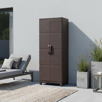 57" Espresso Heavy Duty Resin Faux Wood Plank Two Door Storage Cabinet HomeRoots