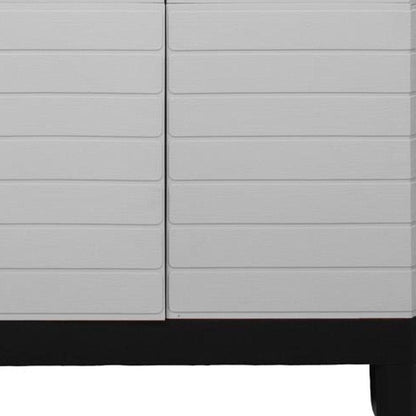 75" Gray And Black Heavy Duty Resin Faux Wood Two Door Storage Cabinet