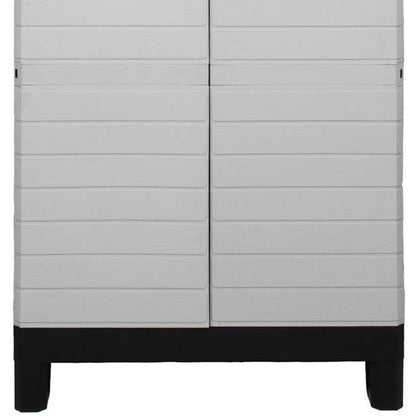 75" Gray And Black Heavy Duty Resin Faux Wood Two Door Storage Cabinet