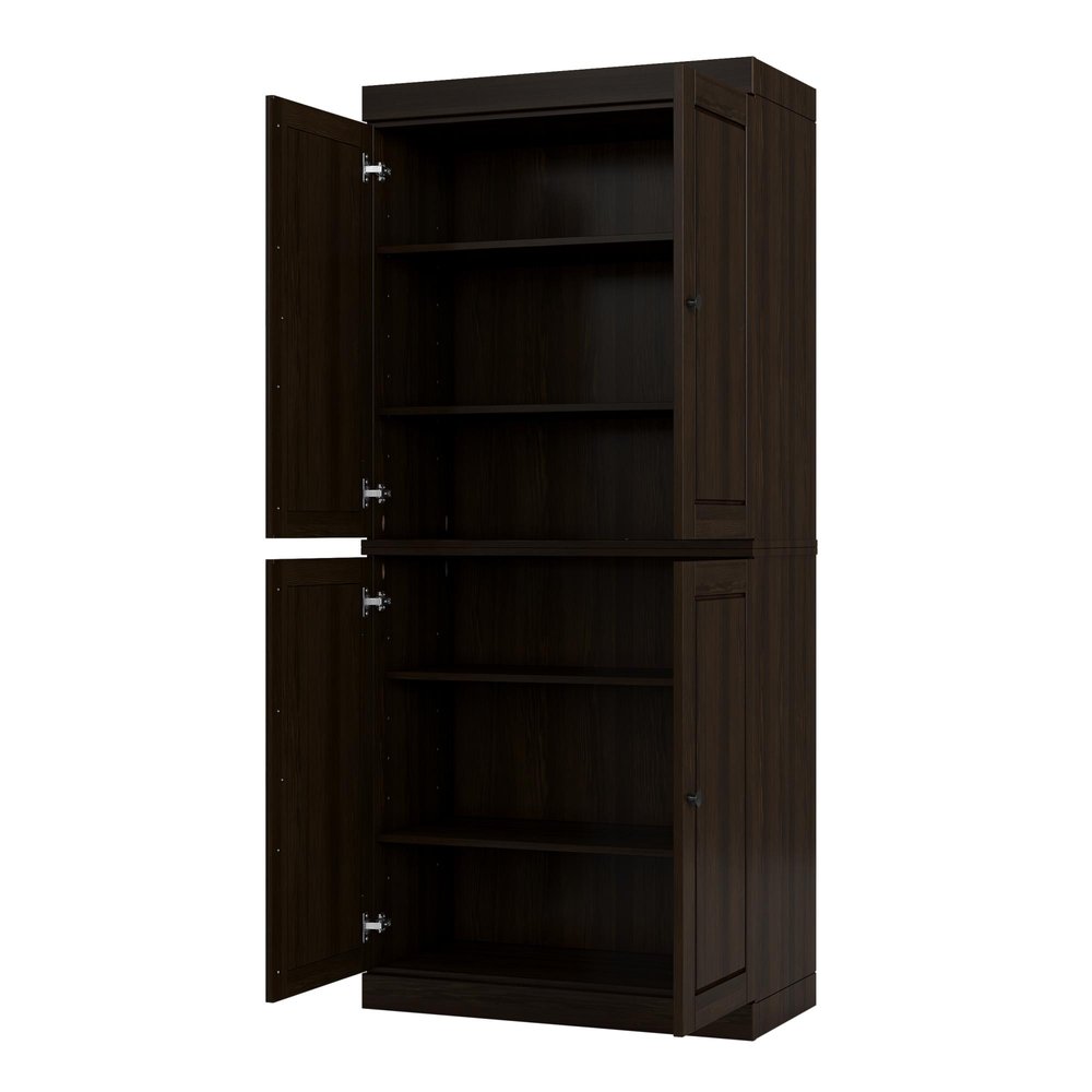 32" Espresso Solid Wood Four Door Linen Cabinet — view 2