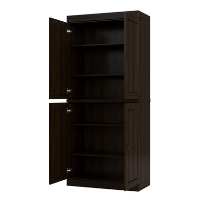 32" Espresso Solid Wood Four Door Linen Cabinet HomeRoots